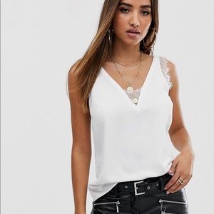 ASOS deep plunge lace insert camisole tank